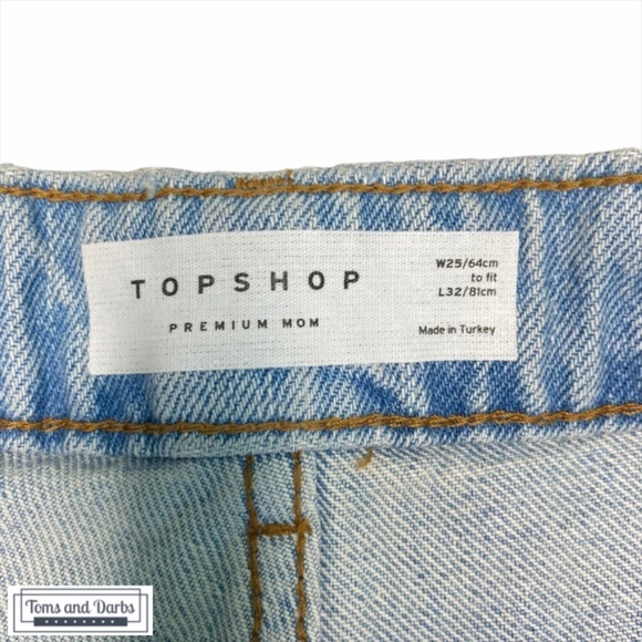 TOPSHOP Premium Distressed Mom Jeans 25W x 32L - Picture 5 of 8